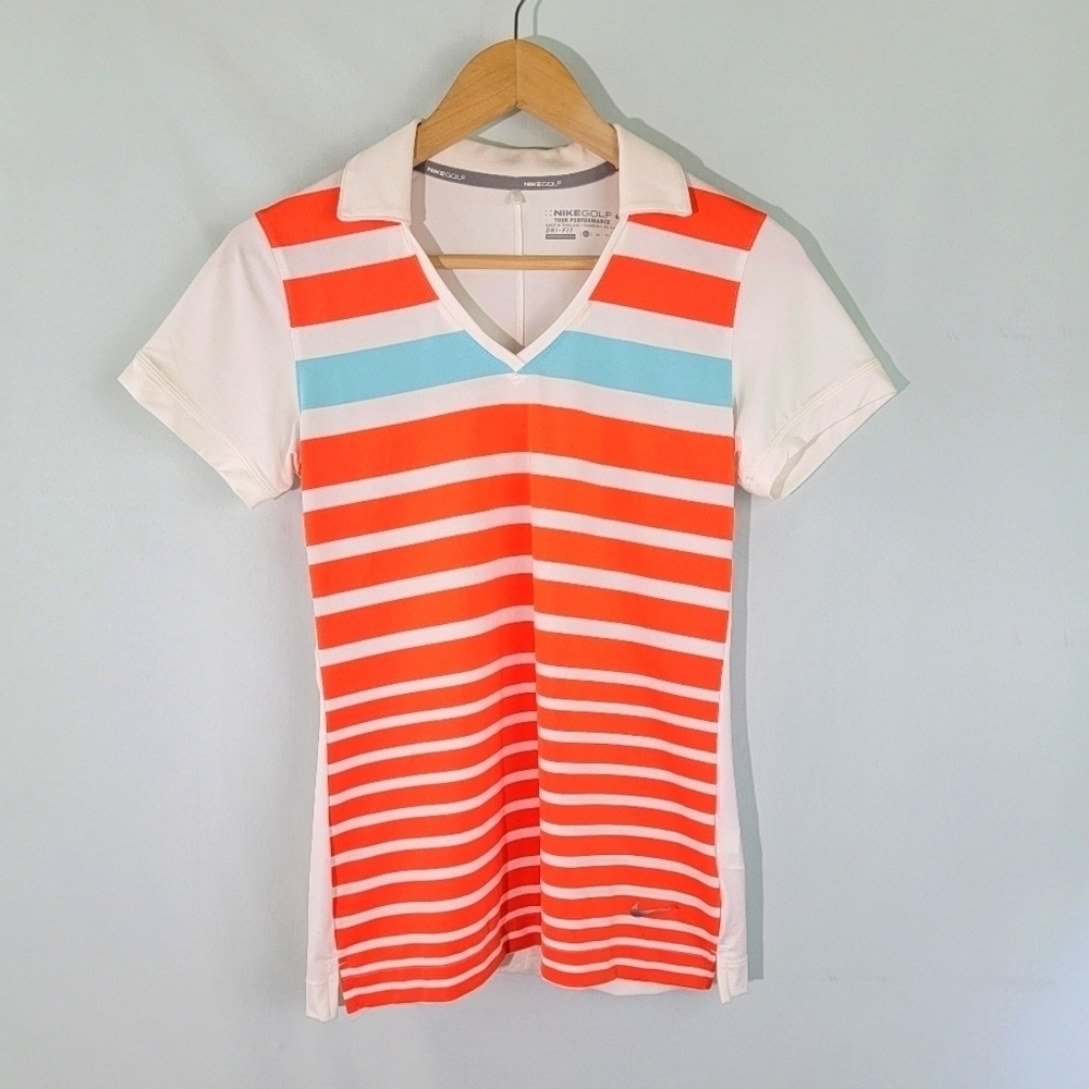 NIKE Golf Your Performance Women's White/Orange Short Sleeve Size A Dry-Fit